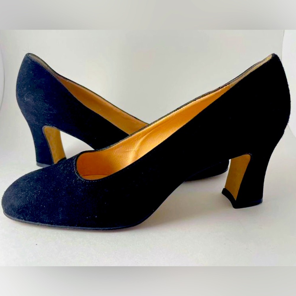 Anna Kleni Leather And Suede Black Pumps Size 9 Made in Italy